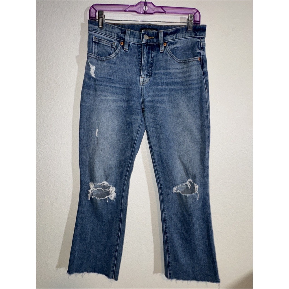 Lucky Brand Women's Jeans 6/28 R Ava Mid Rise Crop Mini Boot Distressed Denim 🍀